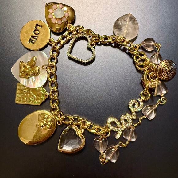 John Wind Jewelry - JOHN WIND 24k Gold Plated LOVE Heart Charm Bracelet NWOT